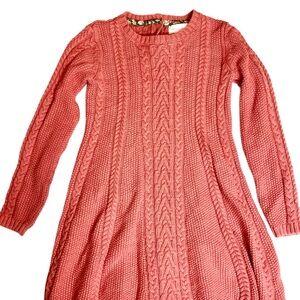Tommy Bahama dark orange/peachy cable knit dress Girls size 5 long sleeve